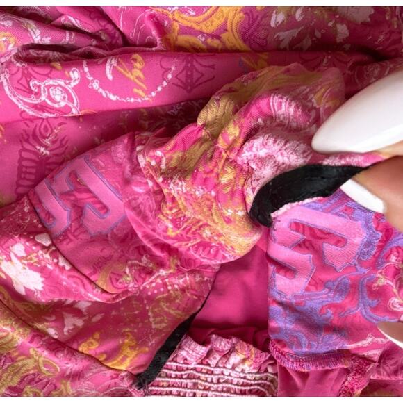 COOGI CG Printed Rare Y2K Floral Bandeau Maxi Dress Tube Top Size M Pink Baroque - Picture 15 of 15